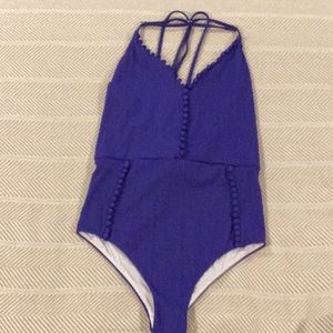 Alexandra Miro Deep V Button One Piece Swimsuit